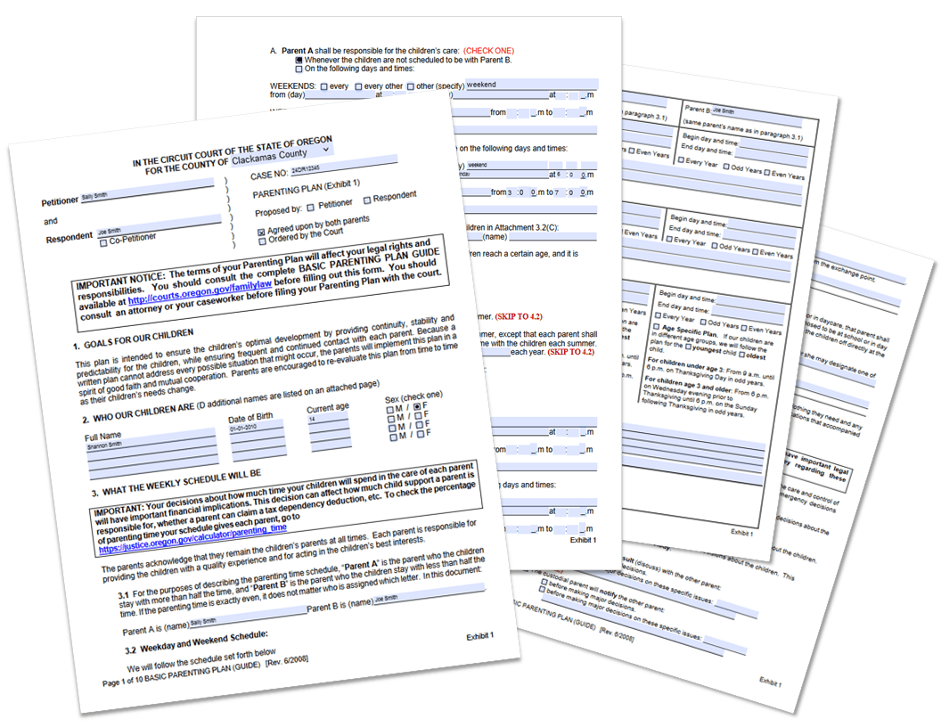 parenting plan forms